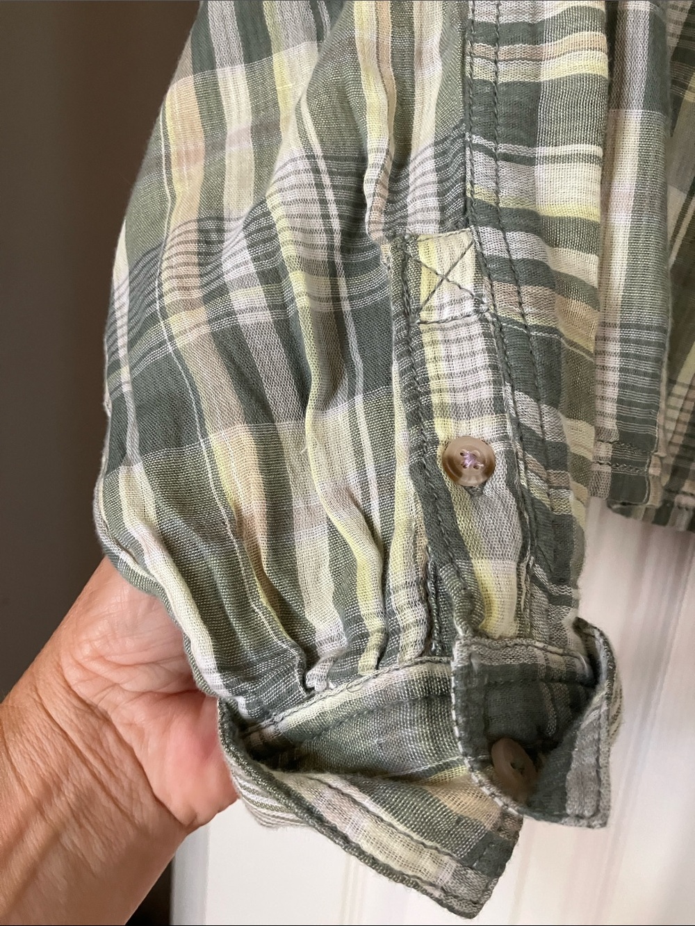 Pilcro Green Plaid Button-Front Casual Shirt - Picture 4 of 4